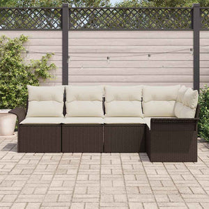 Set Divano da Giardino con cuscino 5 pz-Sofa da Giardino-Divanetto da esterno Marrone polyrattan 931062