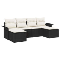 Set Divano da Giardino con cuscino 6 pz-Sofa da Giardino-Divanetto da esterno Nero polyrattan 116715