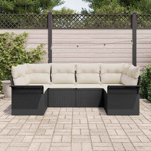 Set divani da giardino 6 pezzi di  con cuscini in rattan sintetico nero 3345497