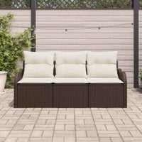 Set Divano da Giardino con cuscino 3 pz-Sofa da Giardino-Divanetto da esterno Marrone Poly Rattan 568276