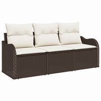 Set Divano da Giardino con cuscino 3 pz-Sofa da Giardino-Divanetto da esterno Marrone Poly Rattan 568276