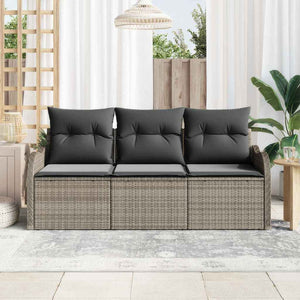 Set Divano da Giardino con cuscino 3 pz-Sofa da Giardino-Divanetto da esterno Grigio polyrattan 817243