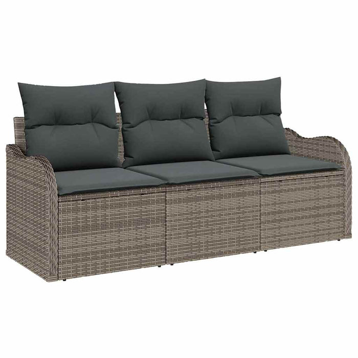 Set Divano da Giardino con cuscino 3 pz-Sofa da Giardino-Divanetto da esterno Grigio polyrattan 817243