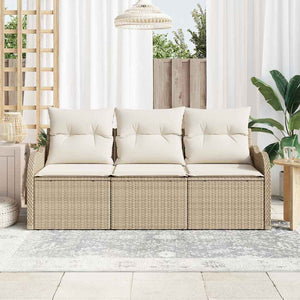 Set Divano da Giardino con cuscino 3 pz-Sofa da Giardino-Divanetto da esterno Beige polyrattan 893378