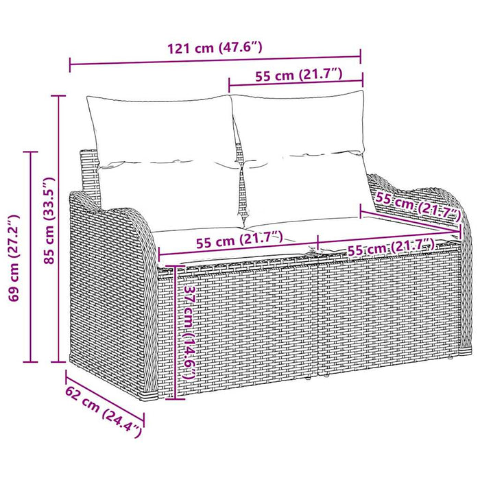 Set Divano da Giardino con cuscino 3 pz-Sofa da Giardino-Divanetto da esterno Beige polyrattan 893378
