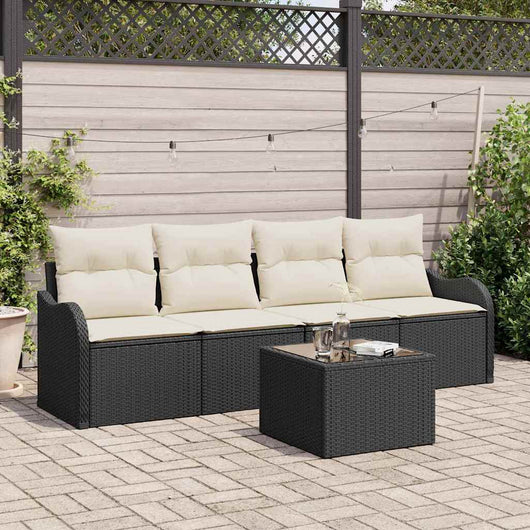 Set Divano da Giardino-Sofa da Giardino-Divanetto da esterno Nero polyrattan 559194