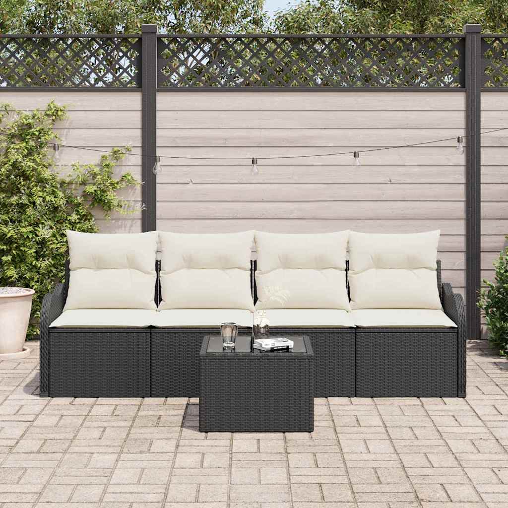 Set Divano da Giardino-Sofa da Giardino-Divanetto da esterno Nero polyrattan 559194