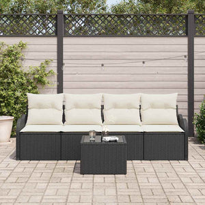Set Divano da Giardino-Sofa da Giardino-Divanetto da esterno Nero polyrattan 559194