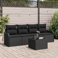 Set Divano da Giardino-Sofa da Giardino-Divanetto da esterno Nero polyrattan 669658