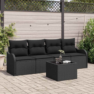 Set Divano da Giardino-Sofa da Giardino-Divanetto da esterno Nero polyrattan 669658