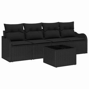 Set Divano da Giardino-Sofa da Giardino-Divanetto da esterno Nero polyrattan 669658