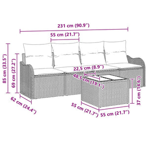 Set Divano da Giardino-Sofa da Giardino-Divanetto da esterno Nero polyrattan 669658