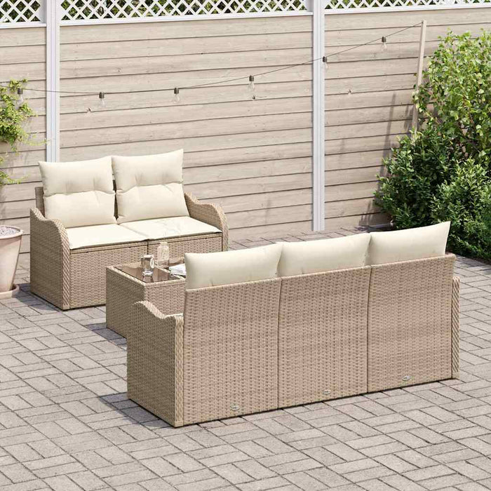Set di Divani da Giardino , 6 Pezzi, con Cuscini Beige in Rattan Sintetico. 3345581