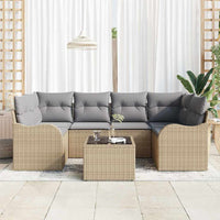 Set di Sofà da Giardino  7 Pezzi con Cuscini - Rattan Polietilene Beige 3345600