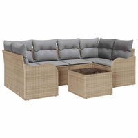 Set di Sofà da Giardino  7 Pezzi con Cuscini - Rattan Polietilene Beige 3345600