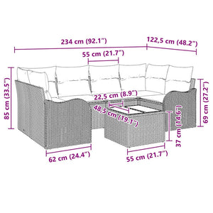 Set di Sofà da Giardino  7 Pezzi con Cuscini - Rattan Polietilene Beige 3345600