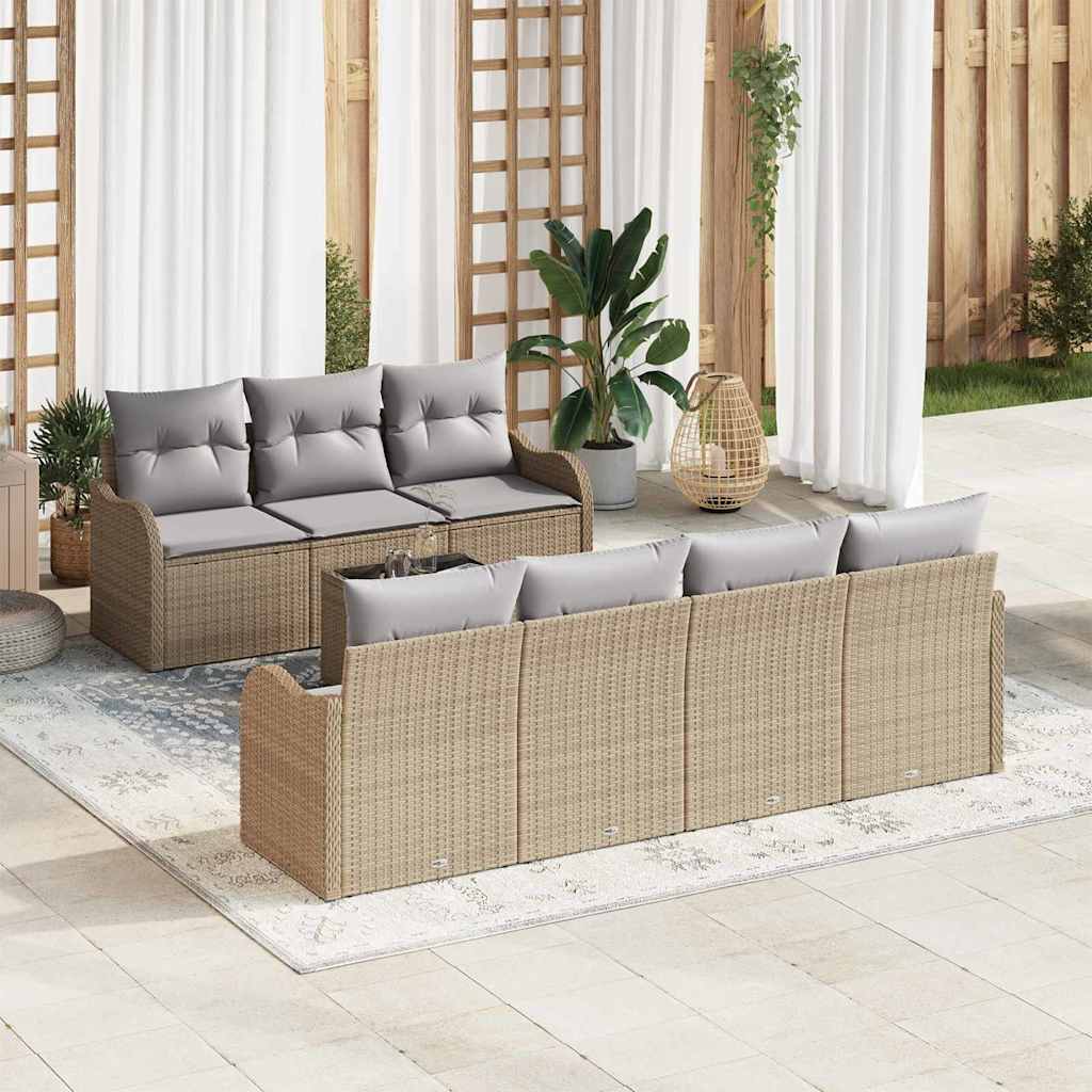 Set Divano da Giardino da 8 Pezzi con Cuscini Beige 3345610