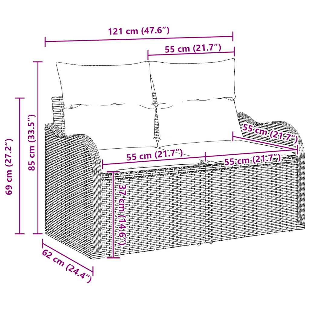 Set Divano da Giardino 4 pz-Sofa da Giardino-Divanetto da esterno Grigio chiaro Poly Rattan 693063