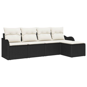 Set Divano da Giardino-Sofa da Giardino-Divanetto da esterno Nero polyrattan 976339