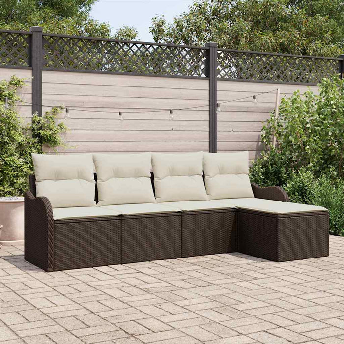 Set Divano da Giardino 5 pz-Sofa da Giardino-Divanetto da esterno Marrone polyrattan 351130