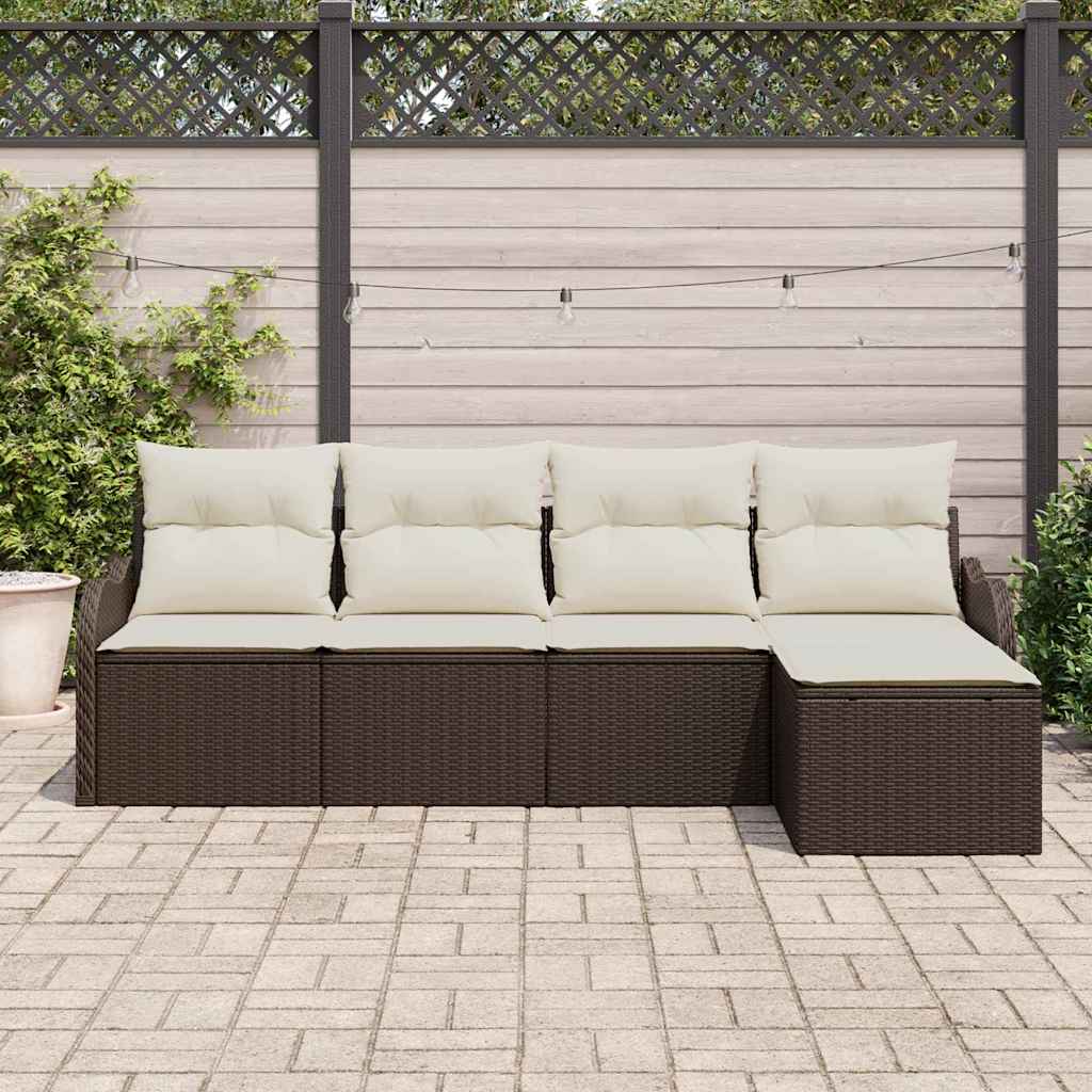 Set Divano da Giardino 5 pz-Sofa da Giardino-Divanetto da esterno Marrone polyrattan 351130