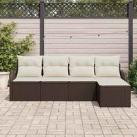 Set Divano da Giardino 5 pz-Sofa da Giardino-Divanetto da esterno Marrone polyrattan 351130