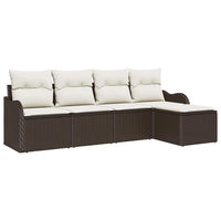 Set Divano da Giardino 5 pz-Sofa da Giardino-Divanetto da esterno Marrone polyrattan 351130