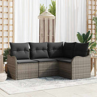 Set Divano da Giardino 4 pz-Sofa da Giardino-Divanetto da esterno Grigio polyrattan 259210