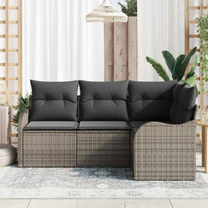 Set Divano da Giardino 4 pz-Sofa da Giardino-Divanetto da esterno Grigio polyrattan 259210