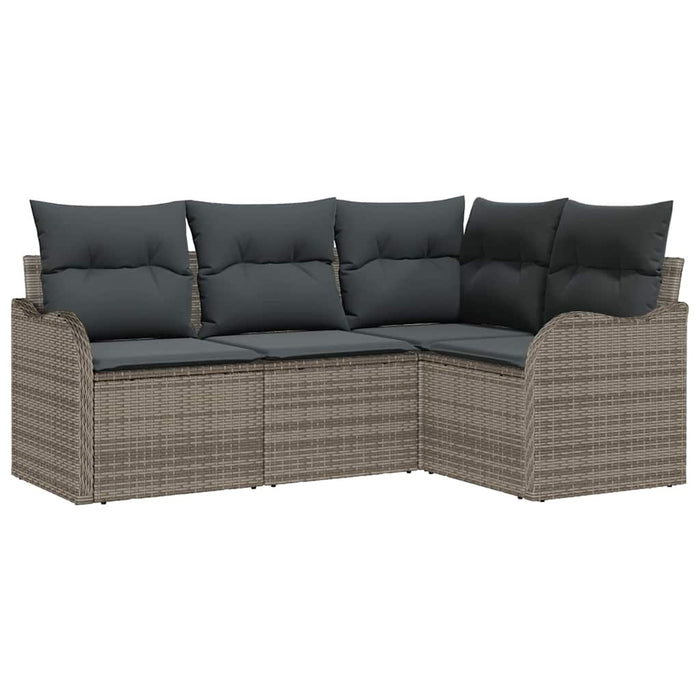 Set Divano da Giardino 4 pz-Sofa da Giardino-Divanetto da esterno Grigio polyrattan 259210