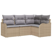 Set Divano da Giardino 4 pz-Sofa da Giardino-Divanetto da esterno Beige polyrattan 217080