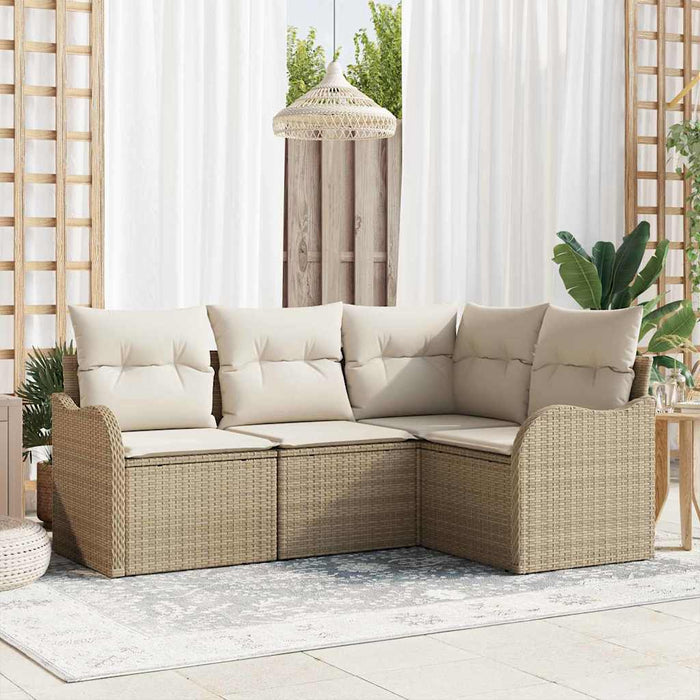 Set Divano da Giardino 4 pz-Sofa da Giardino-Divanetto da esterno Beige polyrattan 999945