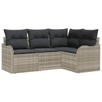 Set Divano da Giardino 4 pz-Sofa da Giardino-Divanetto da esterno Grigio chiaro polyrattan 783419