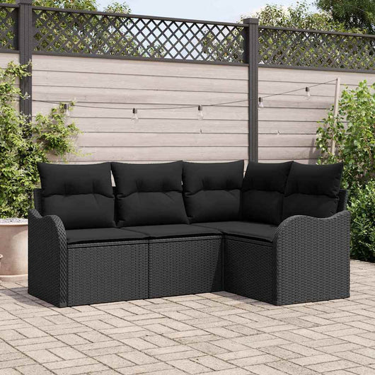 Set Divano da Giardino-Sofa da Giardino-Divanetto da esterno Nero polyrattan 212990