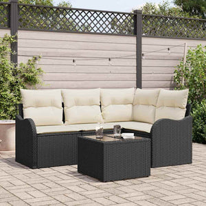 Set Divano da Giardino 5 pz-Sofa da Giardino-Divanetto da esterno Nero polyrattan 927385