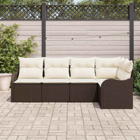 Set Divano da Giardino 5 pz-Sofa da Giardino-Divanetto da esterno Marrone polyrattan 264559
