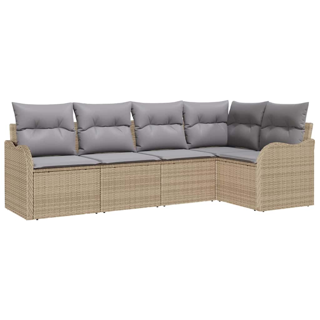 Set da Giardino  in 5 Pezzi con Cuscini Beige in Rattan Polipropilene 3345700