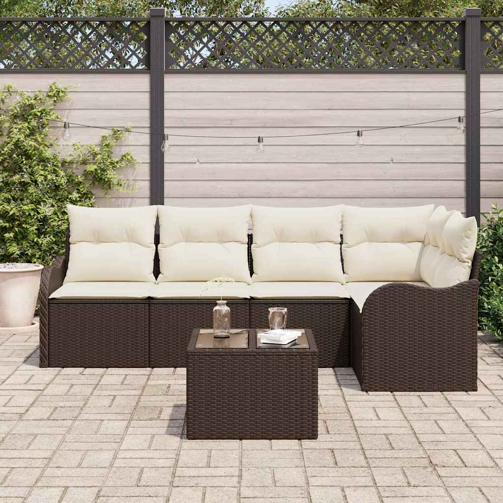 Set da giardino 5 pezzi  con cuscini in rattan poliestere grigio. 3345708