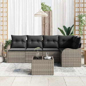 Set di Divani da Giardino a 5 Pezzi di  con cuscini in rattan nero. 3345709