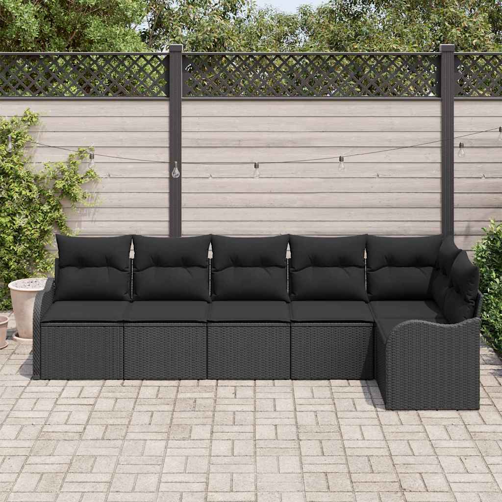 Set da Giardino  6 Pezzi con Cuscini in Rattan Nero 3345723