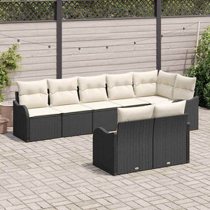 Set di divani da giardino da 8 pezzi con cuscini in rattan nero 3345747