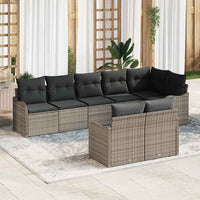 Set divano da giardino 8 pezzi con cuscini grigio polyrattan 3345749