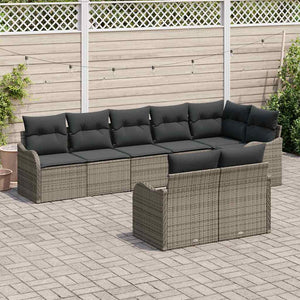 Set divano da giardino 8 pezzi con cuscini grigio polyrattan 3345749