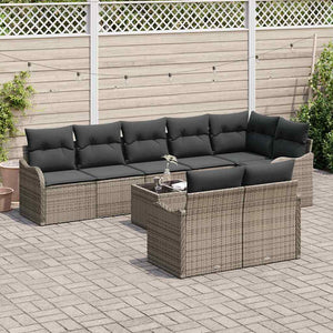 Set Divano da Giardino da 8 Pezzi con Cuscini in Poly Rattan Nero 3345759