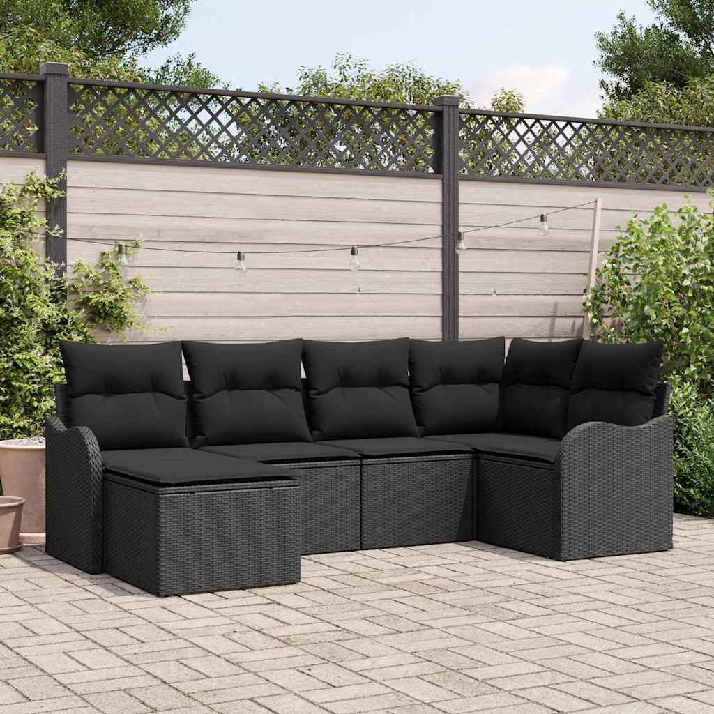 Set di Divani da Giardino  da 6 Pz con Cuscini Neri in Polyrattan 3345773
