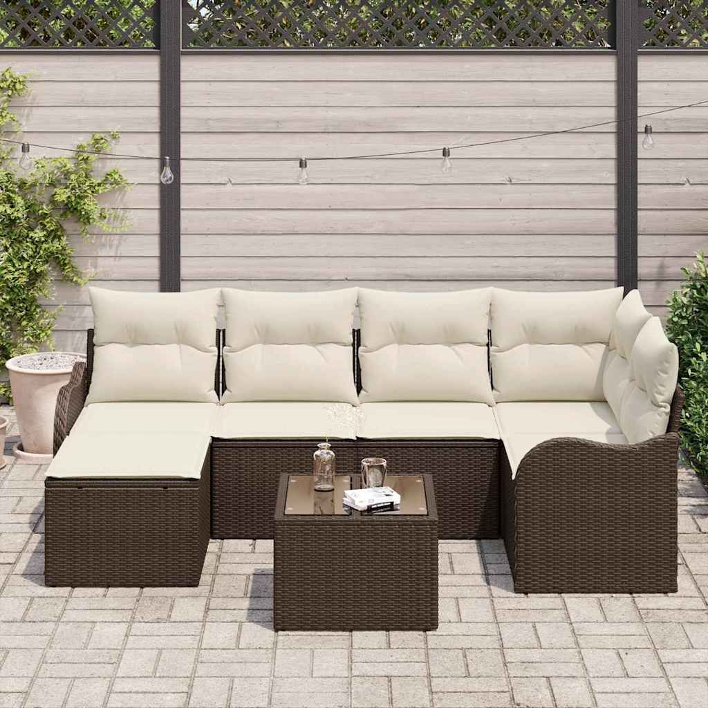 Set da Giardino : Divano 6 Pezzi con Cuscini Grigi in Rattan 3345778