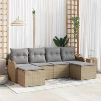 Set Divano Giardino 6 Pezzi  con Cuscini Beige in Rattan Sintetico 3345810