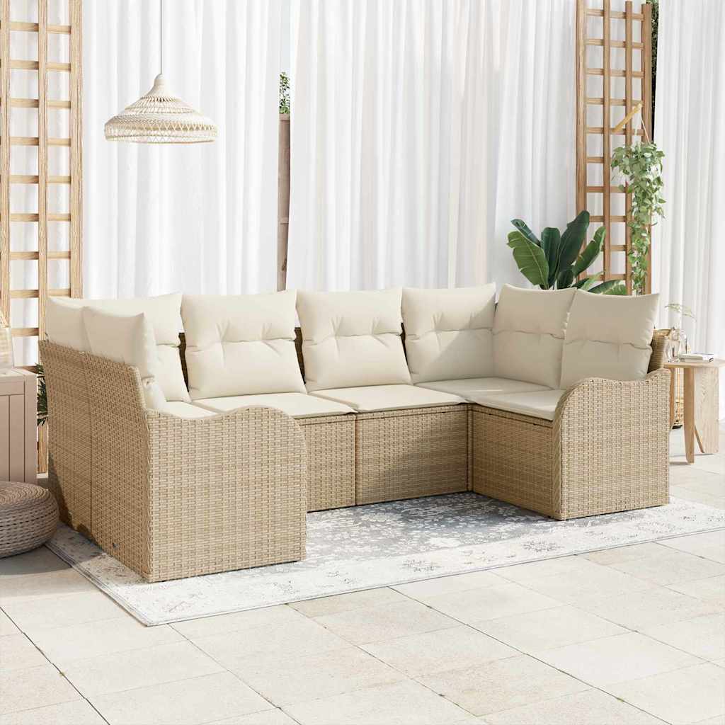 Set di divani da giardino  in 6 pezzi con cuscini in rattan beige in polietilene 3345841