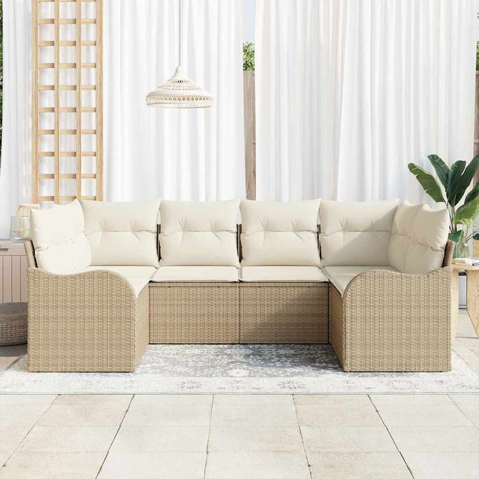 Set di divani da giardino  in 6 pezzi con cuscini in rattan beige in polietilene 3345841