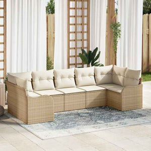Set da Giardino  7 Pezzi con Cuscini Beige in Rattan Sintetico 3345851